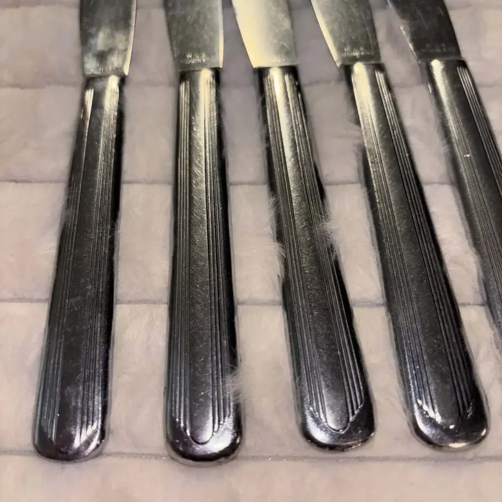 Lot of 5 Vintage Silco Freedom Stainless Dinner Knives USA + 1 Lookalike Spare